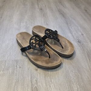 Tory Burch Miller Cloud Thong Sandals Black Size 7.5
